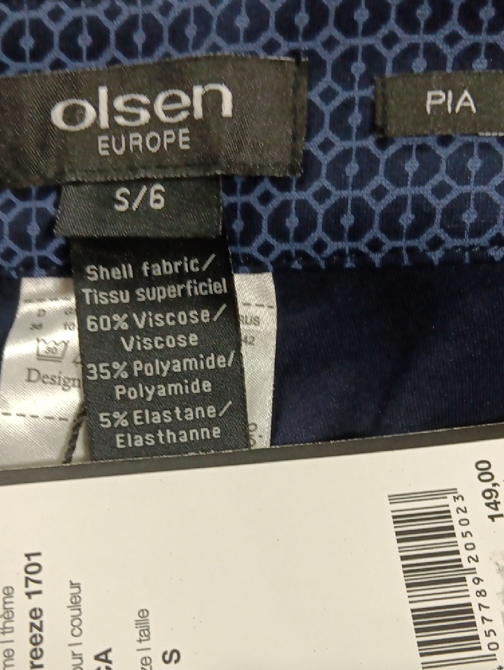 Olsen Europe Navy Textured Slim Dress Pants - Picture 4 of 6